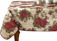 enhance your christmas décor 🎄 with the elegant violet linen poinsettia tablecloth логотип