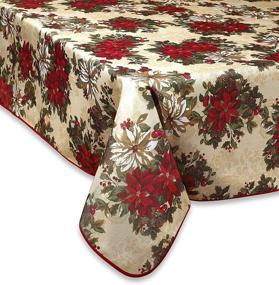 img 1 attached to Enhance Your Christmas Décor 🎄 with the Elegant Violet Linen Poinsettia Tablecloth