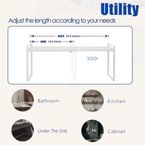 img 3 attached to Beeloving Expandable Cabinet Shelf Organizer: Efficient Rack for Kitchen, Bathroom, and More - Heavy Duty, Nonslip, White