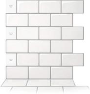 🔳 art3d peel and stick backsplash: 10-sheet 12x12 subway 3d wall panels in mono white with gray grout for effortless home renovation logo