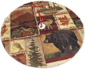 img 4 attached to 🌲 Moose, Deer & Bear Lodge Christmas Tree Skirt - 48-inch Xmas Tree Mat for Party, Holiday Decorations - Indoor & Outdoor