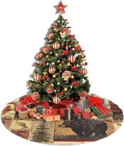 img 1 attached to 🌲 Moose, Deer & Bear Lodge Christmas Tree Skirt - 48-inch Xmas Tree Mat for Party, Holiday Decorations - Indoor & Outdoor