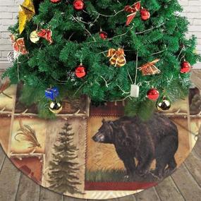 img 2 attached to 🌲 Moose, Deer & Bear Lodge Christmas Tree Skirt - 48-inch Xmas Tree Mat for Party, Holiday Decorations - Indoor & Outdoor