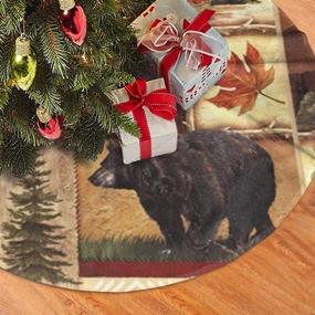 img 3 attached to 🌲 Moose, Deer & Bear Lodge Christmas Tree Skirt - 48-inch Xmas Tree Mat for Party, Holiday Decorations - Indoor & Outdoor