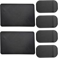 📱 aywfey 6-pack non-slip car dashboard grip pad, heat resistant sticky gel dash mat for cell phone, sunglasses, keys, coins, cd, electronics, gps - black, 2 sizes logo