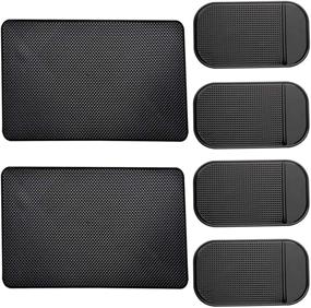 img 4 attached to 📱 AYWFEY 6-Pack Non-Slip Car Dashboard Grip Pad, Heat Resistant Sticky Gel Dash Mat for Cell Phone, Sunglasses, Keys, Coins, CD, Electronics, GPS - Black, 2 Sizes