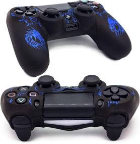 img 3 attached to 🎮 PS4 Controller Skin, BRHE Anti-Slip Grip Silicone Cover Protector Case for PS4 Slim/PS4 Pro Wireless/Wired Gamepad Controller with 2 Cat Paw Thumb Grip Caps - Blue