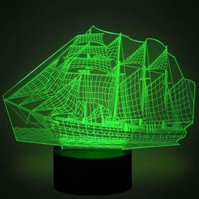 img 1 attached to Sail Ship Boat 3D Lamp Optical Illusion Night Light For Baby Nursery 7 Changing Color Toys Gift Best Bedroom Additions Home Decoration By YKLWORLD