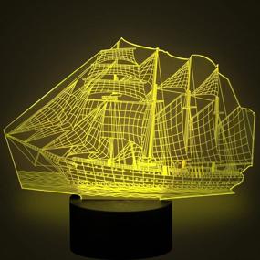 img 2 attached to Sail Ship Boat 3D Lamp Optical Illusion Night Light For Baby Nursery 7 Changing Color Toys Gift Best Bedroom Additions Home Decoration By YKLWORLD