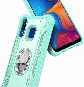 img 2 attached to 📱 E-Began Teal Case for Samsung Galaxy A20/30/50/30s/50s with Tempered Glass Screen Protector and Diamond Ring Stand - Full-Body Protection