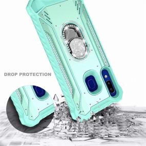 img 3 attached to 📱 E-Began Teal Case for Samsung Galaxy A20/30/50/30s/50s with Tempered Glass Screen Protector and Diamond Ring Stand - Full-Body Protection