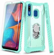 📱 e-began teal case for samsung galaxy a20/30/50/30s/50s with tempered glass screen protector and diamond ring stand - full-body protection logo