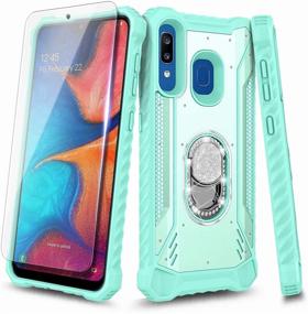 img 4 attached to 📱 E-Began Teal Case for Samsung Galaxy A20/30/50/30s/50s with Tempered Glass Screen Protector and Diamond Ring Stand - Full-Body Protection
