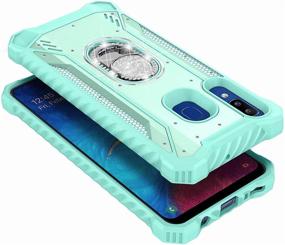 img 1 attached to 📱 E-Began Teal Case for Samsung Galaxy A20/30/50/30s/50s with Tempered Glass Screen Protector and Diamond Ring Stand - Full-Body Protection