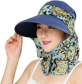 img 3 attached to 🧢 UPF 50+ UV Protection Wide Brim Sun Visor Hat with Neck Protector - Roll Up Design