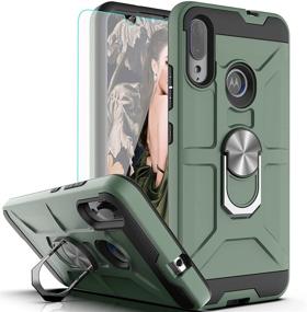 img 4 attached to Moto E6 Plus Case Motorola Moto E6 Plus Case With HD Screen Protector YmhxcY 360 Degree Rotating Ring Kickstand Holder Dual Layers Of Shockproof Phone Case For Motorola Moto E6 Plus 6