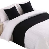 🛏️ mengersi solid bed runner scarf protector: stylish slipcover for bedroom hotel wedding room décor (full/queen, black) logo