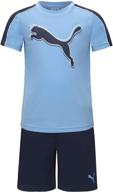 🏃 puma boys' performance logo t-shirt and athletic short set: optimize your child's athletic performance logo