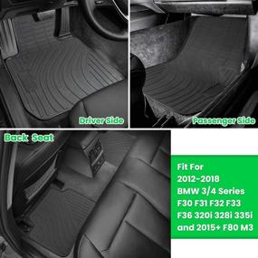 img 2 attached to 🚗 BMW 3/4 Series F30 F31 F32 F33 F36 Floor Mat: Heavy Duty Rubber, Waterproof, Custom Fit, All Weather (Black 4PCS)