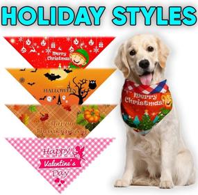 img 2 attached to 🐶 7 Pack Reversible Holiday Dog Bandanas: Versatile Pet Gift with Patriotic Prints, Plaid Scarf Underside, Triangle Bibs, and Costume Options for Small to Large Dogs
