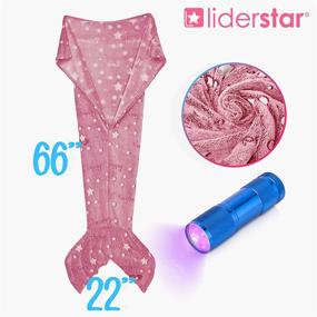 img 1 attached to 🌟 Sparkle and Dream with Mermaid Tail Blanket - Glowing in The Dark Fishtail Throw for Kids, Featuring Stars and Positive Words - Cozy and Plush Fleece - Includes UV Flashlight, Perfect Birthday Gift for Girls in Pink