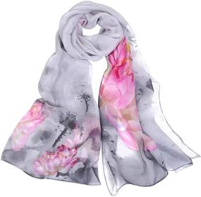 img 1 attached to 🌸 Stylish GERINLY Chiffon Scarves with Vibrant Flower Pattern – Must-Have Women's Accessory