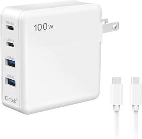 img 4 attached to 🔌 Cirtek 100W USB C Charger: 4-Port GaN Fast Wall Charger with USB C to C Cable - Compatible with MacBook, iPhone, iPad Pro, Galaxy, Dell XPS