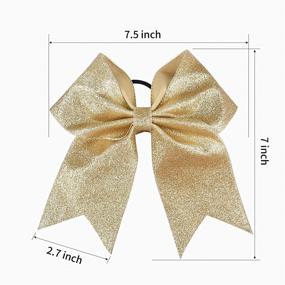 img 3 attached to DEEKA 12 PCS 7-inch Glitter Cheer Bows, Sparkly Hair Accessories for Cheerleader Girls and Softball Sports, Handmade, Gold