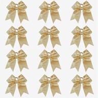 deeka 12 pcs 7-inch glitter cheer bows, sparkly hair accessories for cheerleader girls and softball sports, handmade, gold logo
