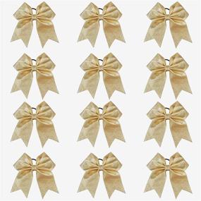 img 4 attached to DEEKA 12 PCS 7-inch Glitter Cheer Bows, Sparkly Hair Accessories for Cheerleader Girls and Softball Sports, Handmade, Gold