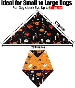 img 1 attached to 🐶 Set of 5 Halloween Dog Bandanas – 10 Reversible Patterns, Washable Triangle Pet Scarfs, Neckerchiefs, and Bibs – Pumpkin, Skeleton, Ghost, Bat, Candy and Bones – Ideal for Halloween Party Dog Collars