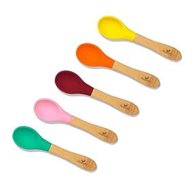 img 4 attached to 🥄 Avanchy Bamboo Baby Spoons - Soft Tip Silicone Spoons - 5 Pack: Pink, Green, Orange, Yellow, Magenta