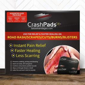 img 4 attached to 🩹 CrashPads® Adhesive Bandages: Versatile Road Rash Dressing for Cuts, Scrapes, and Burns - 14pcs Assorted Sizes