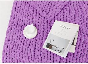 img 1 attached to 🧶 Handmade Chenille Yarn Arm Knitting: Ultra Soft Chunky Blanket DIY Kit for Knit Blanket, Pet Cushion, and Home Décor (Light Purple, 0.55 LB/0.25 kg)