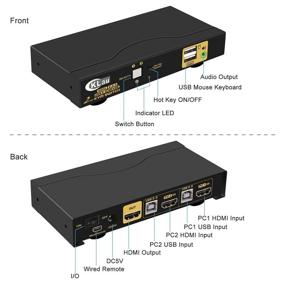 img 1 attached to KVM-переключатель с двумя портами высокой производительности: общий доступ к клавиатуре, мыши и монитору 4K между 2 ПК/ноутбуками/DVR/NVR с поддержкой аудио