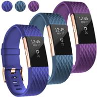 ⌚ umaxget fitbit charge 2 bands - 3-pack soft silicone sport wristbands with adjustable fit and rose gold buckle for men and women - special edition - available in large and small sizes logo