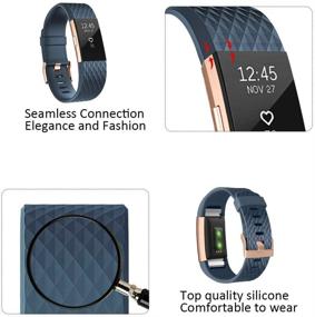img 2 attached to ⌚ UMAXGET Fitbit Charge 2 Bands - 3-Pack Soft Silicone Sport Wristbands with Adjustable Fit and Rose Gold Buckle for Men and Women - Special Edition - Available in Large and Small Sizes