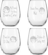 🍷 set of 4 stemless wine glasses (15 oz) - golden girls inspired - novelty funny glasses for party, event, girls night - unique birthday gift for mom, women best friend - fun drinking for bachelorette parties logo