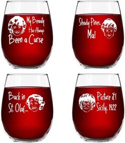 img 1 attached to 🍷 Set of 4 Stemless Wine Glasses (15 oz) - Golden Girls Inspired - Novelty Funny Glasses for Party, Event, Girls Night - Unique Birthday Gift for Mom, Women Best Friend - Fun Drinking for Bachelorette Parties