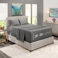 🛏️ ultra deep pocket queen size sheets - charcoal stone gray - 4 piece bed sheet set with extra deep fitted sheets - 60 x 80 inches logo