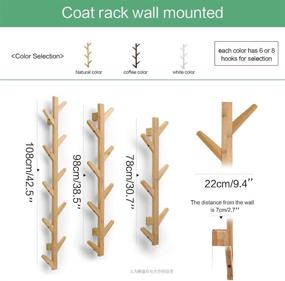 img 2 attached to 🧥 Foshan Coat Rack - Wall Mounted Hat Rack for Heavier Loads, Made of Durable Bamboo Material - Ideal Closet Organizer for Coats, Hats, Bags, Umbrellas, Scarves - Suitable for Bedroom and Bathroom Use
