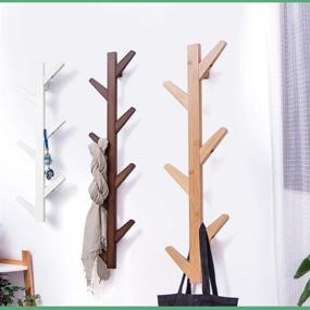 img 3 attached to 🧥 Foshan Coat Rack - Wall Mounted Hat Rack for Heavier Loads, Made of Durable Bamboo Material - Ideal Closet Organizer for Coats, Hats, Bags, Umbrellas, Scarves - Suitable for Bedroom and Bathroom Use