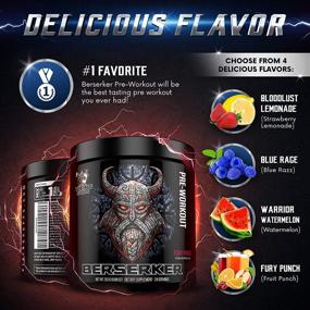 img 2 attached to 🏋️ Berserker Pre-Workout with Creatine, Beta-Alanine, Caffeine for Energy - Viking Supps, Fury Punch (Fruit Punch) Flavor, 24 Servings