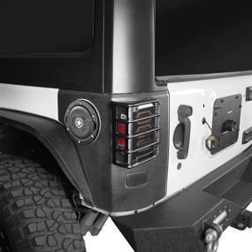 img 3 attached to 🔒 Hooke Road Matte Black Tail Light Cover Guards for Jeep Wrangler JK 2007-2018 - Enhance Rear Taillight Protection with this Pair of Covers