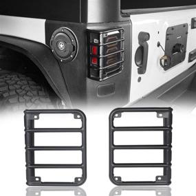 img 4 attached to 🔒 Hooke Road Matte Black Tail Light Cover Guards for Jeep Wrangler JK 2007-2018 - Enhance Rear Taillight Protection with this Pair of Covers