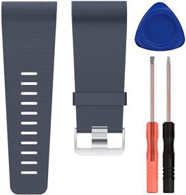 img 3 attached to Adjustable Soft Silicone Band with Metal Buckle Clasp for Fitbit Surge - QGHXO Replacement Strap (No Tracker)