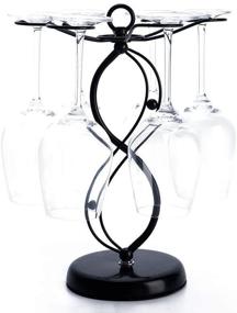 img 4 attached to 🍷 Stylish Freestanding Countertop Wine Glass Holder - Premium Stemware Storage Rack with 6 Hooks in Sleek Black Metal Finish