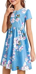 img 4 attached to 👗 Kilottor Girl's Loose Casual Holiday Midi Dress with Pockets: Sizes 4 to 14 Years - KC101