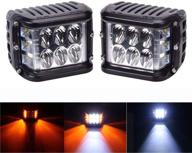 🚨 enhanced visibility: side shooter milight 4 inch strobe led pods with dual color light bar for off road truck boat – white amber fog lights flash yellow for ultimate driving experience logo