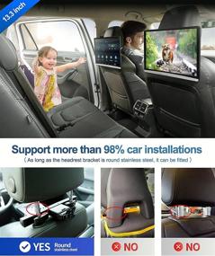 img 3 attached to 📺 High-Quality 13.3 Inch 4K Android 10.0 Car TV Headrest Monitor Tablet - 1080P, WiFi, Bluetooth, USB, HDMI, FM, Mirror Link - 2G RAM 16G ROM (2PC)